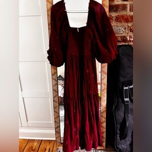 Free People Dahlia Embroidered Maxi Dress Size S